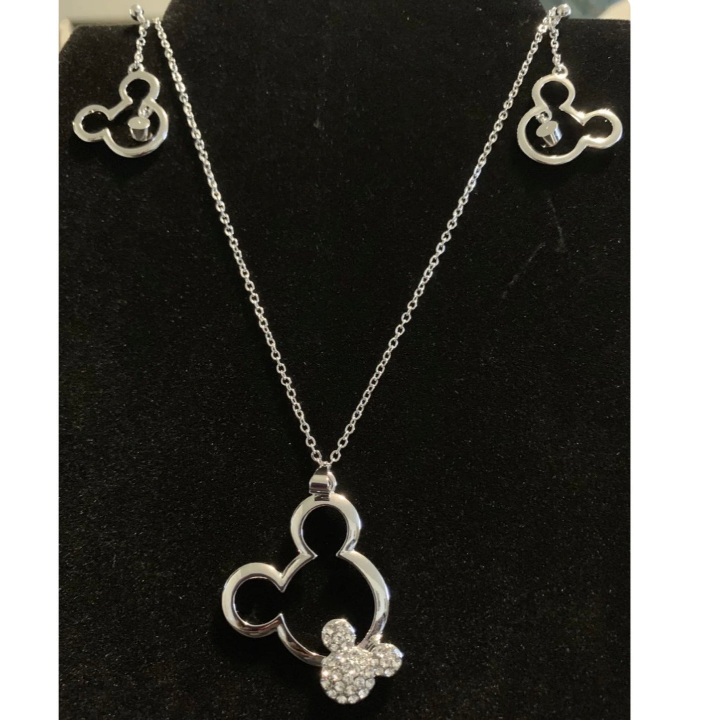 Kids Minney And Micky Mouse Necklace & Earrings
